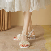 Tacones de perlas de cristal estilo hada para mujer para el verano